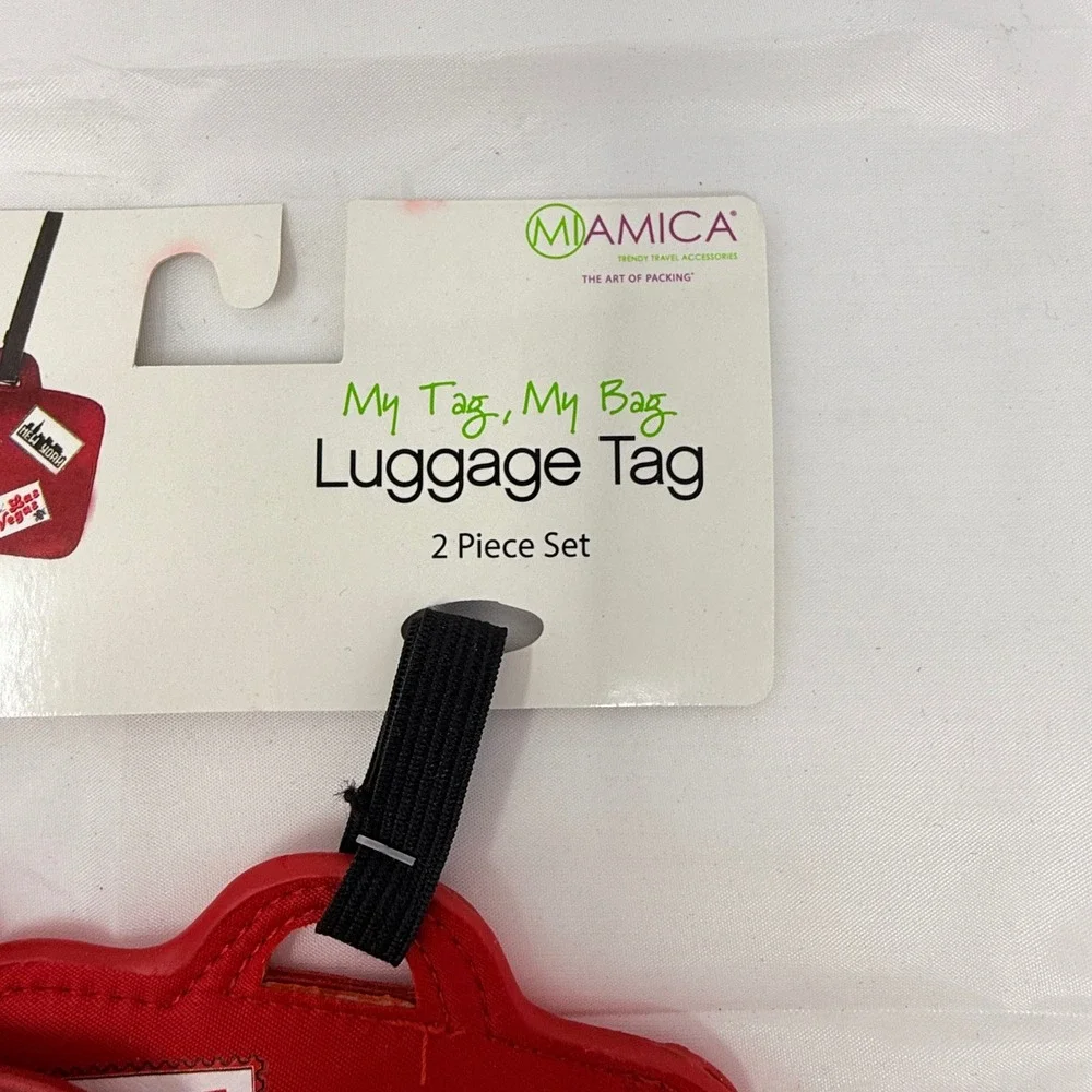 NWT MIAMICA Luggage Tag Set 2 Piece Red Travel Accessory‎ Name  Card Holder